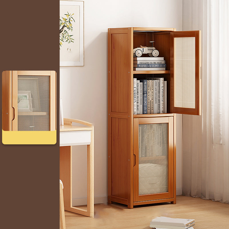Contemporary Closed Back Bookcase Bamboo Vertical Bookshelf with Doors