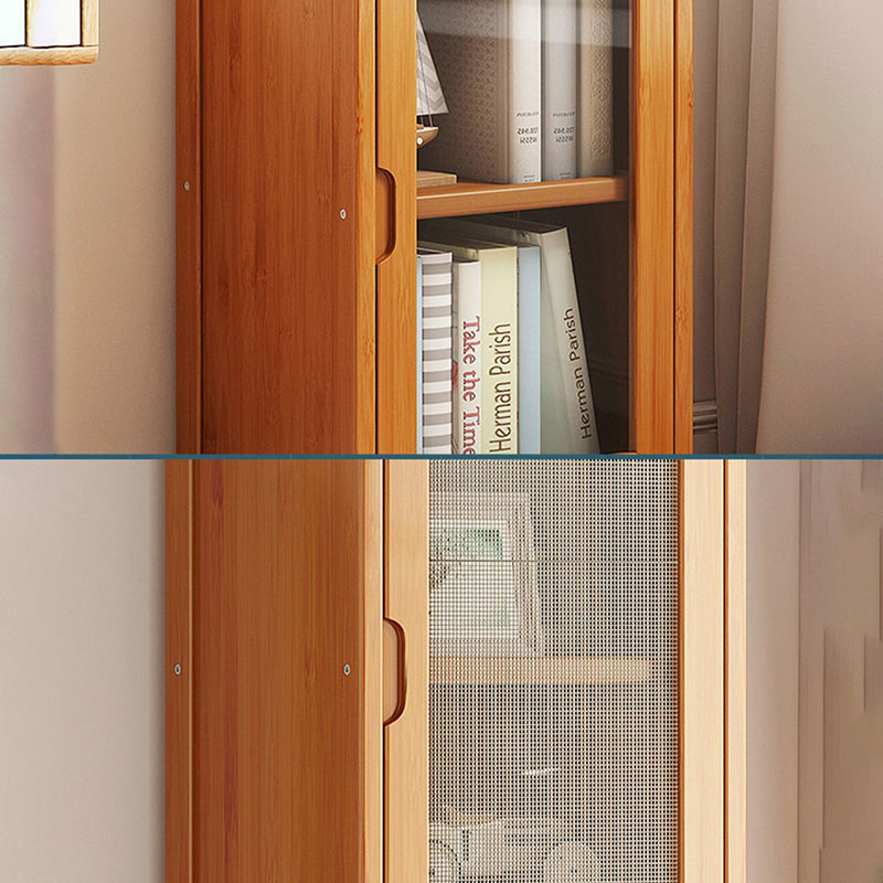 Contemporary Closed Back Bookcase Bamboo Vertical Bookshelf with Doors