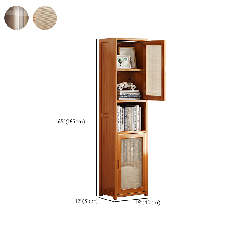 Contemporary Closed Back Bookcase Bamboo Vertical Bookshelf with Doors
