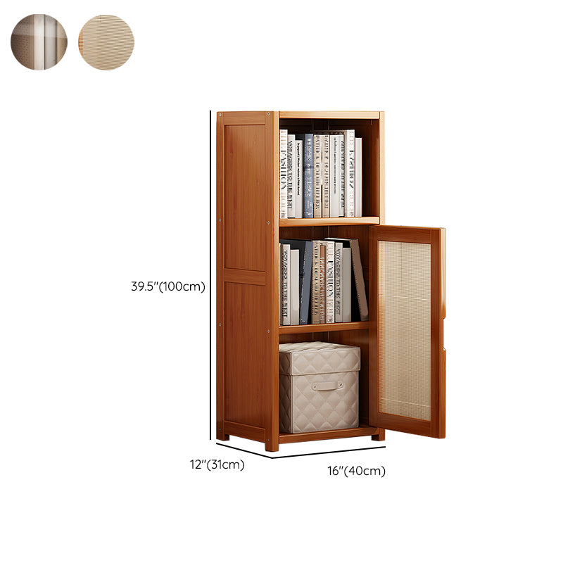 Contemporary Closed Back Bookcase Bamboo Vertical Bookshelf with Doors
