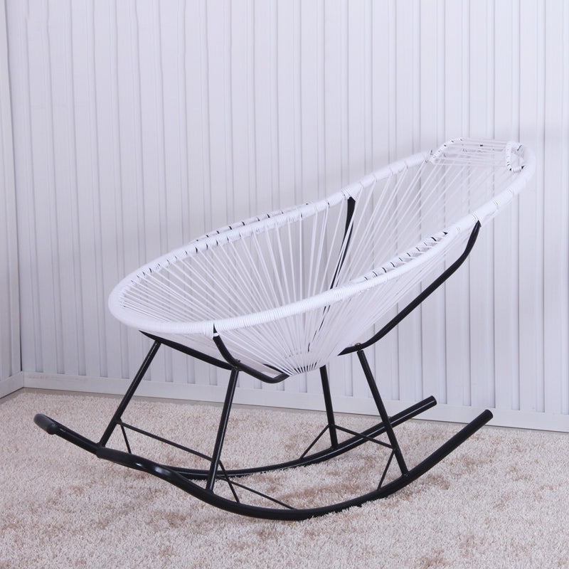 PE Rattan Iron Base Lazy Sofa Chair Leisure Lounge Rocking Chair