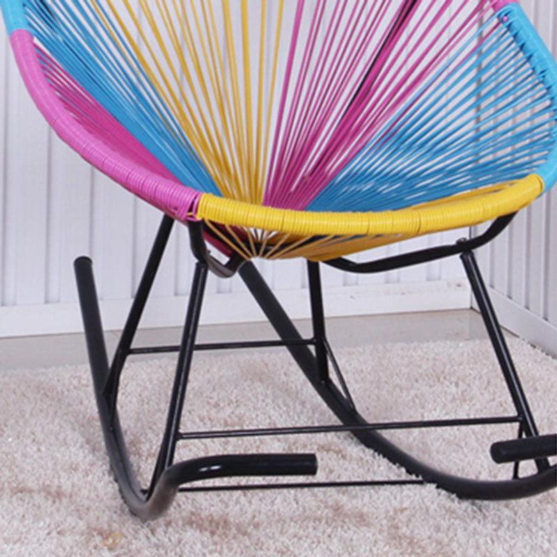 PE Rattan Iron Base Lazy Sofa Chair Leisure Lounge Rocking Chair