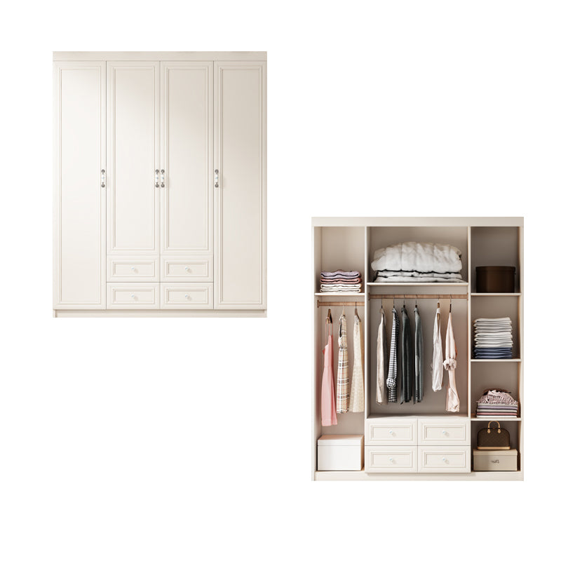 Contemporary Style Wardrobe Armoire Wood Armoire with Clothes Rail and Door for Bedroom