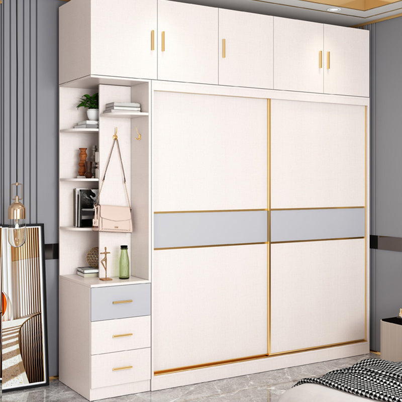 Coastal Style Wooden Wardrobe Cabinet Bedroom Sliding Doors Armoire