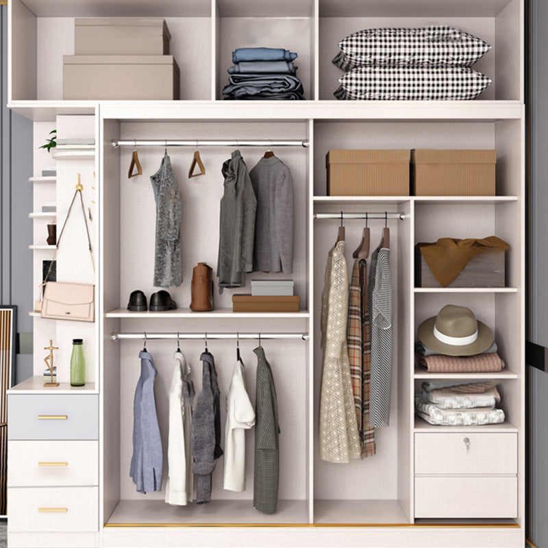 Coastal Style Wooden Wardrobe Cabinet Bedroom Sliding Doors Armoire