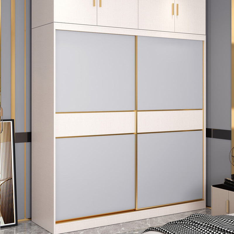 Coastal Style Wooden Wardrobe Cabinet Bedroom Sliding Doors Armoire