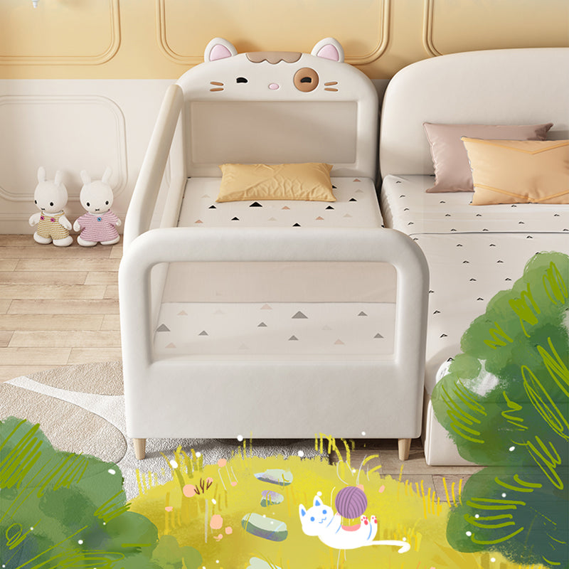 Solid Wood Twin Size Kids Bed Modern White Cat Bed Frame with Mattress