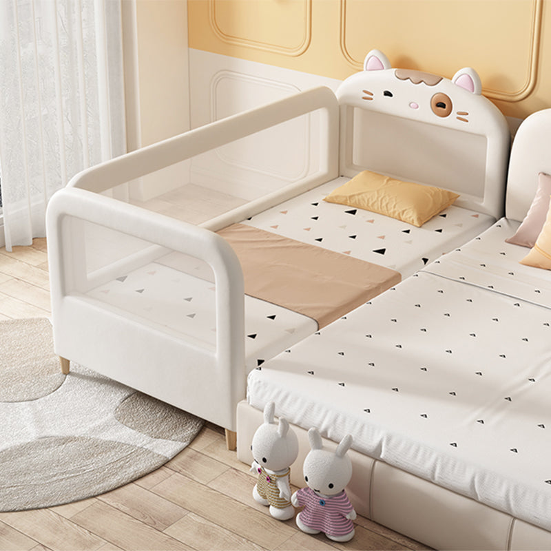 Solid Wood Twin Size Kids Bed Modern White Cat Bed Frame with Mattress