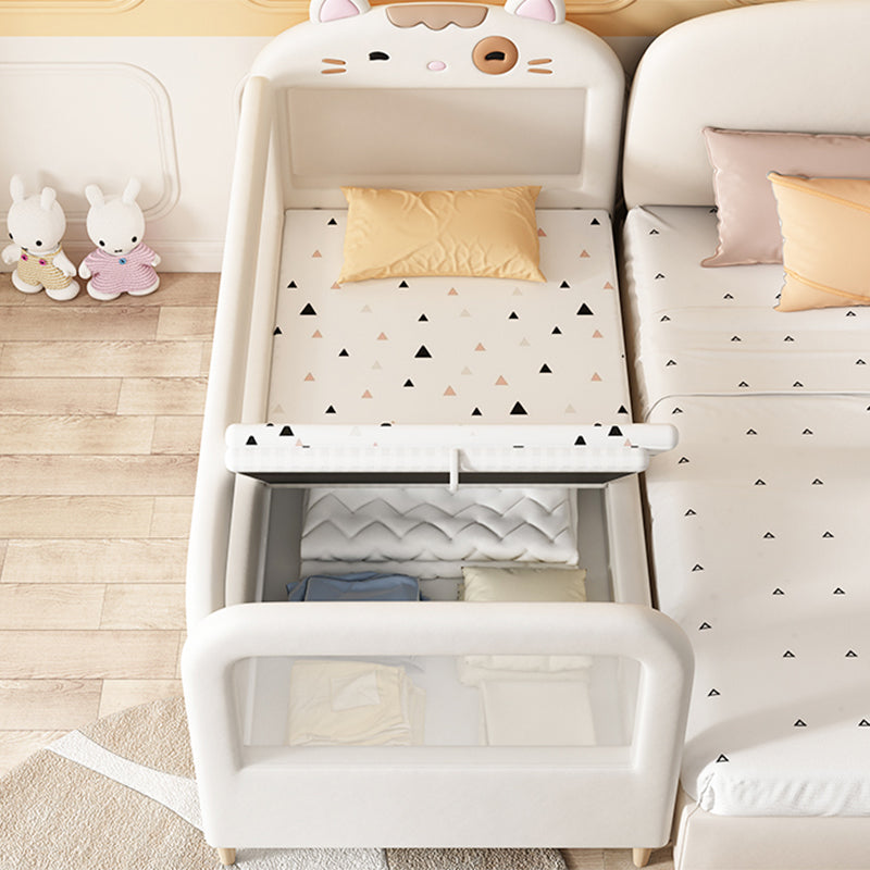 Solid Wood Twin Size Kids Bed Modern White Cat Bed Frame with Mattress