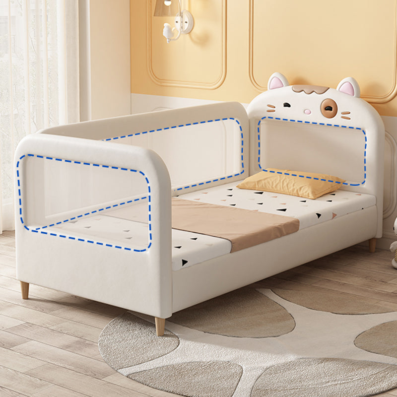 Solid Wood Twin Size Kids Bed Modern White Cat Bed Frame with Mattress