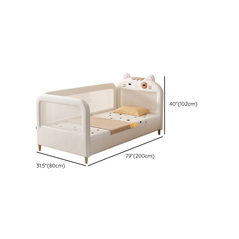 Solid Wood Twin Size Kids Bed Modern White Cat Bed Frame with Mattress