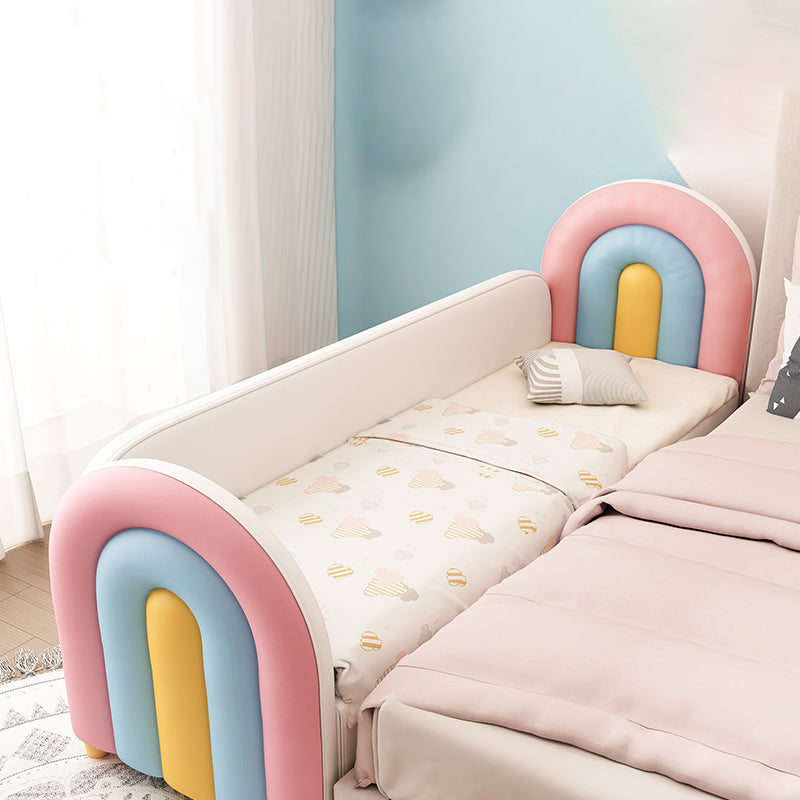 Upholstered Rainbow Kids Bed Modern Genuine Leather Twin Bed with Mattress