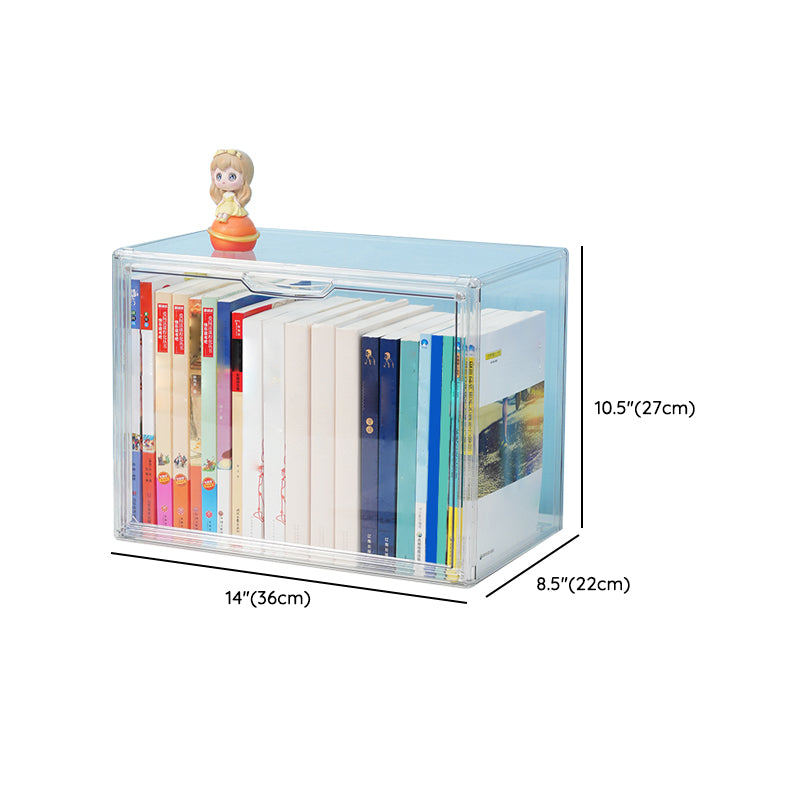 Contemporary Plastic Book Shelf Tabletop Standard Kids Bookcase in Transparent