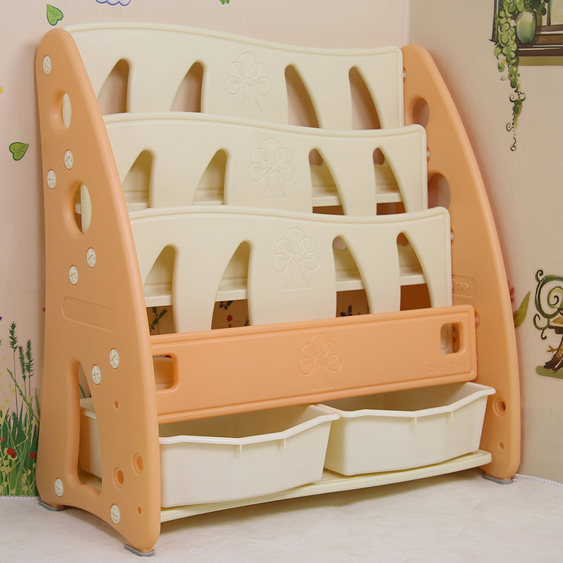 Contemporary Plastic Bookshelf Freestanding Open Back Storage Bookcase