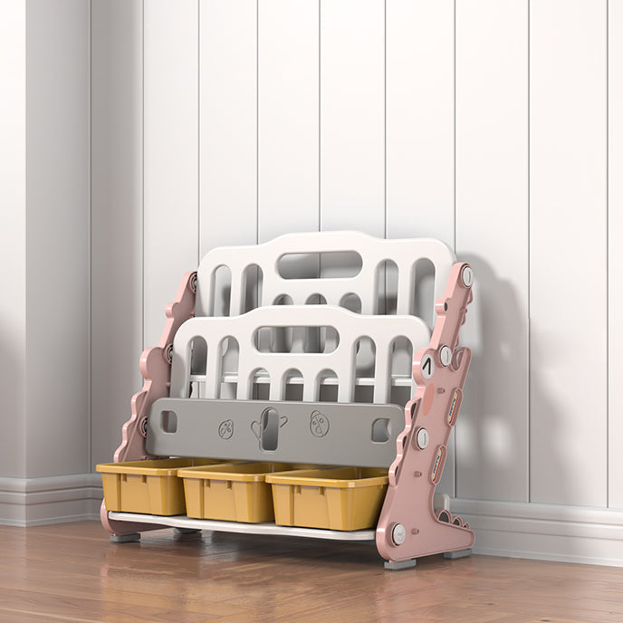 Contemporary Open Back Book Display Plastic Bookshelf with Storage Space