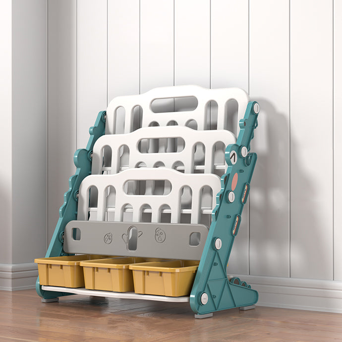 Contemporary Open Back Book Display Plastic Bookshelf with Storage Space
