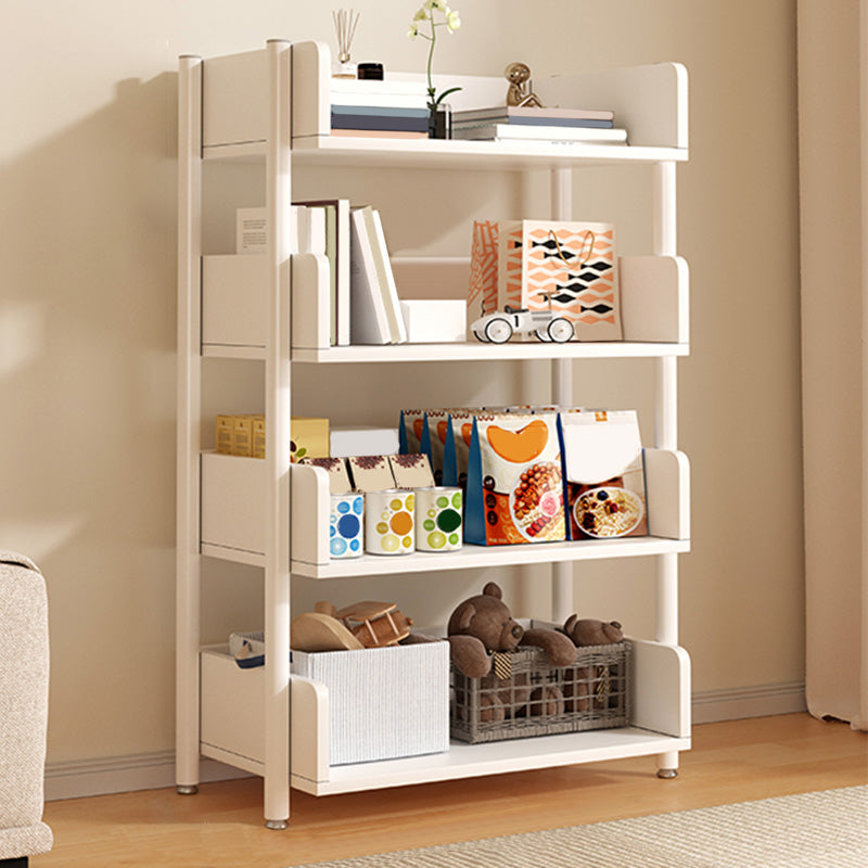 Freestanding Iron Frame Book Organizer White and Light Wood Bookcase