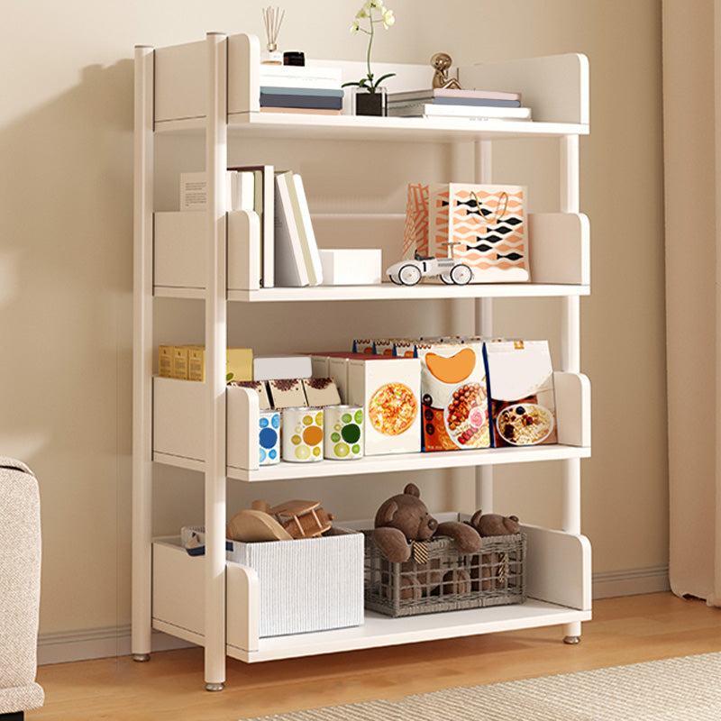 Freestanding Iron Frame Book Organizer White and Light Wood Bookcase