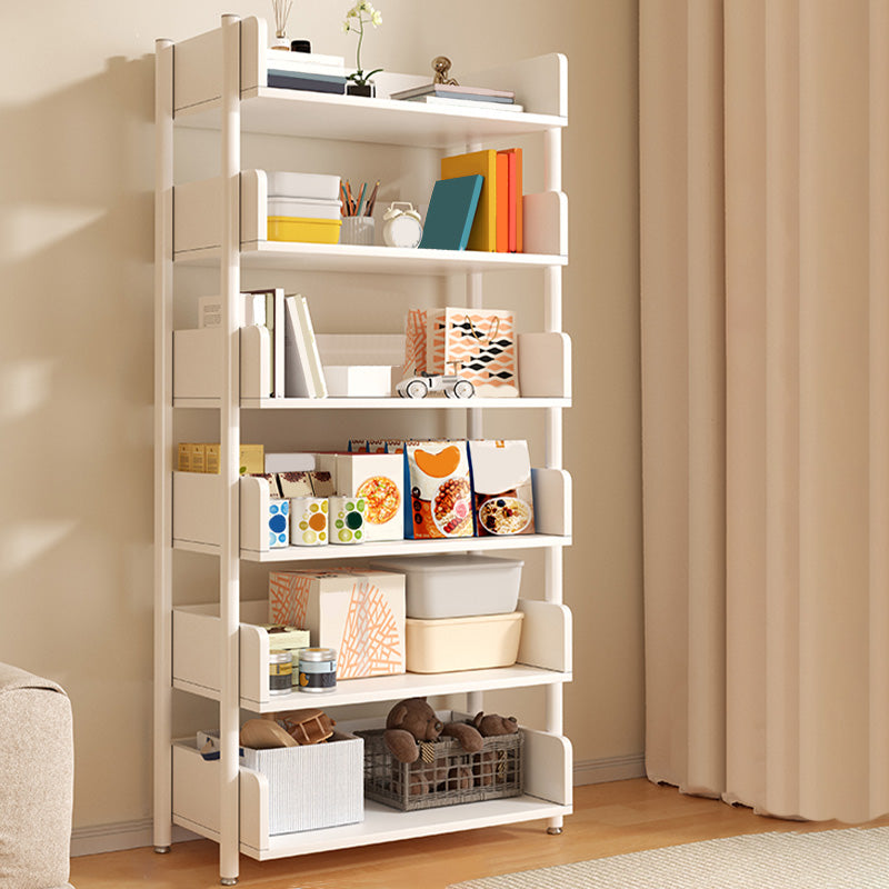 Freestanding Iron Frame Book Organizer White and Light Wood Bookcase