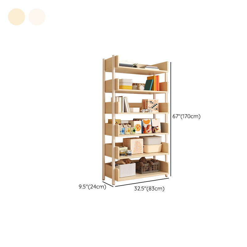 Freestanding Iron Frame Book Organizer White and Light Wood Bookcase