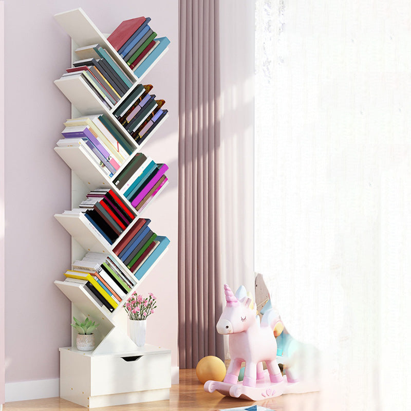 Contemporary Open Back Bookshelf Freestanding Standard Bookcase with Tree Theme
