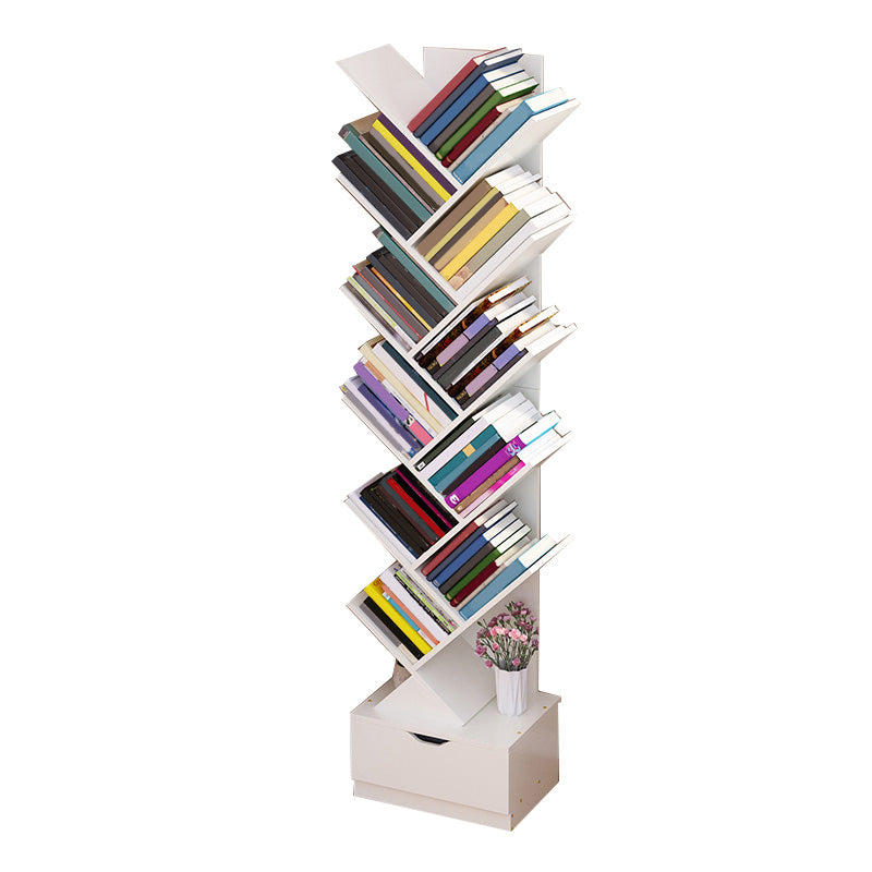 Contemporary Open Back Bookshelf Freestanding Standard Bookcase with Tree Theme