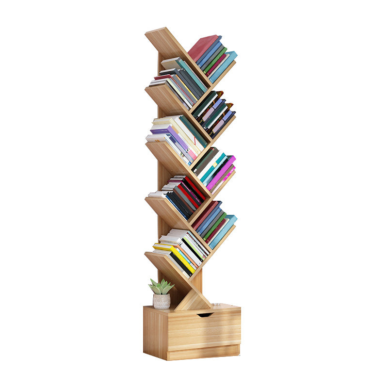 Contemporary Open Back Bookshelf Freestanding Standard Bookcase with Tree Theme