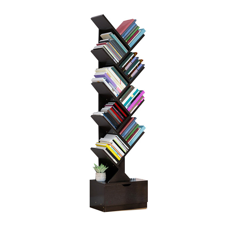 Contemporary Open Back Bookshelf Freestanding Standard Bookcase with Tree Theme