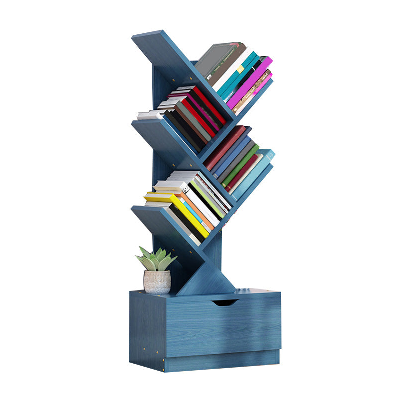 Contemporary Open Back Bookshelf Freestanding Standard Bookcase with Tree Theme