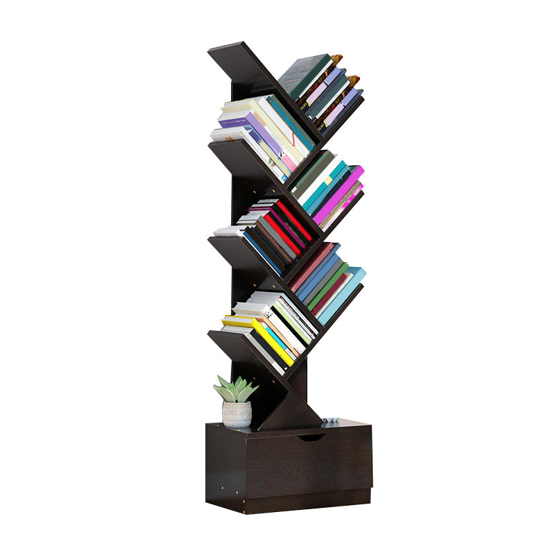 Contemporary Open Back Bookshelf Freestanding Standard Bookcase with Tree Theme