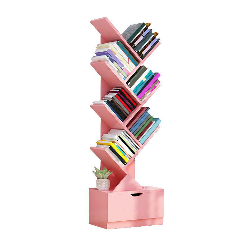 Contemporary Open Back Bookshelf Freestanding Standard Bookcase with Tree Theme
