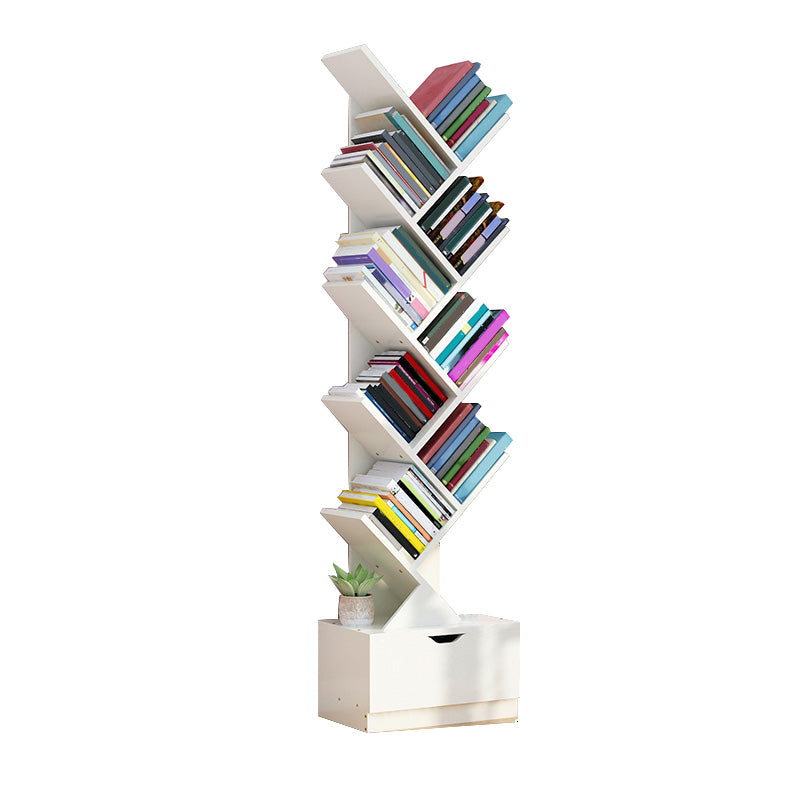 Contemporary Open Back Bookshelf Freestanding Standard Bookcase with Tree Theme