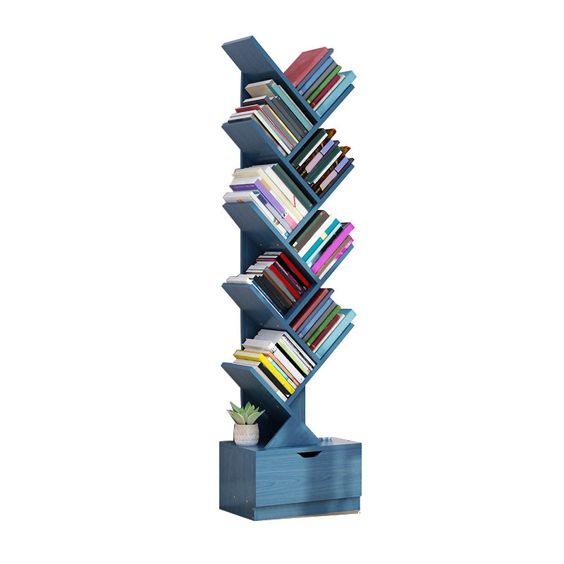 Contemporary Open Back Bookshelf Freestanding Standard Bookcase with Tree Theme