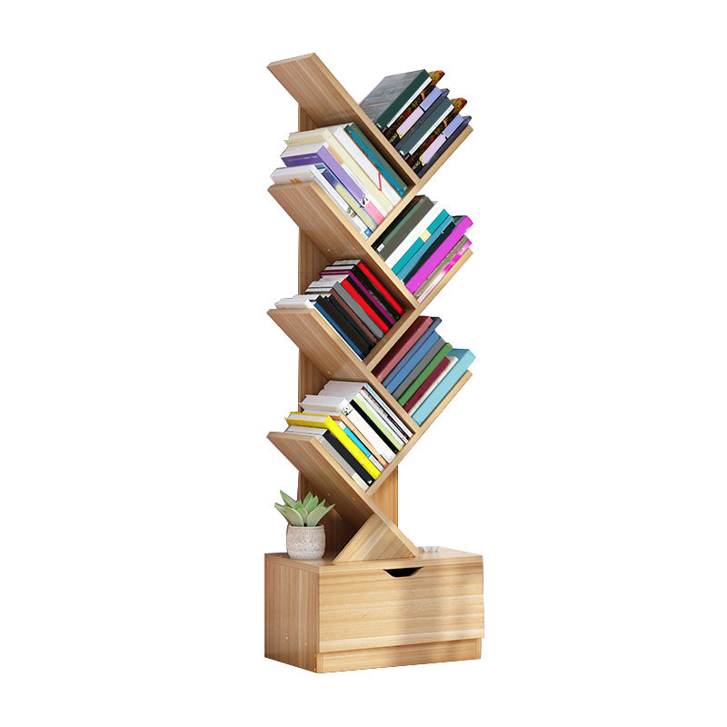 Contemporary Open Back Bookshelf Freestanding Standard Bookcase with Tree Theme