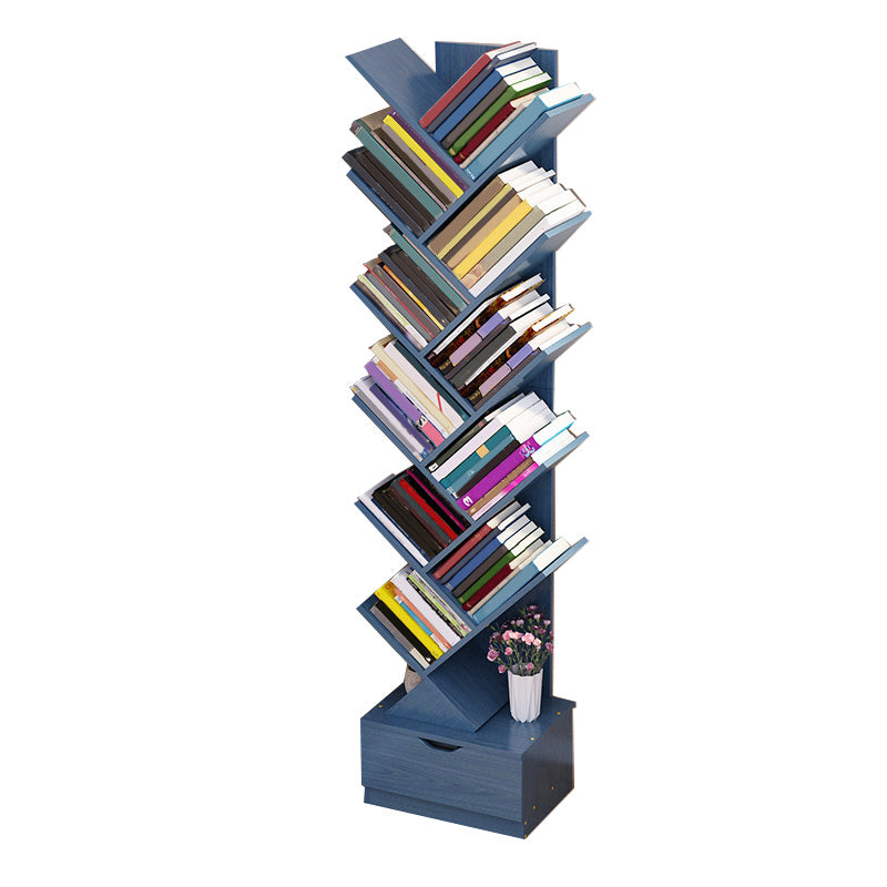 Contemporary Open Back Bookshelf Freestanding Standard Bookcase with Tree Theme