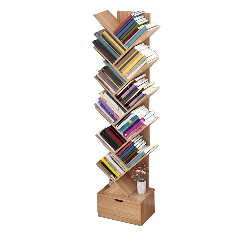 Contemporary Open Back Bookshelf Freestanding Standard Bookcase with Tree Theme