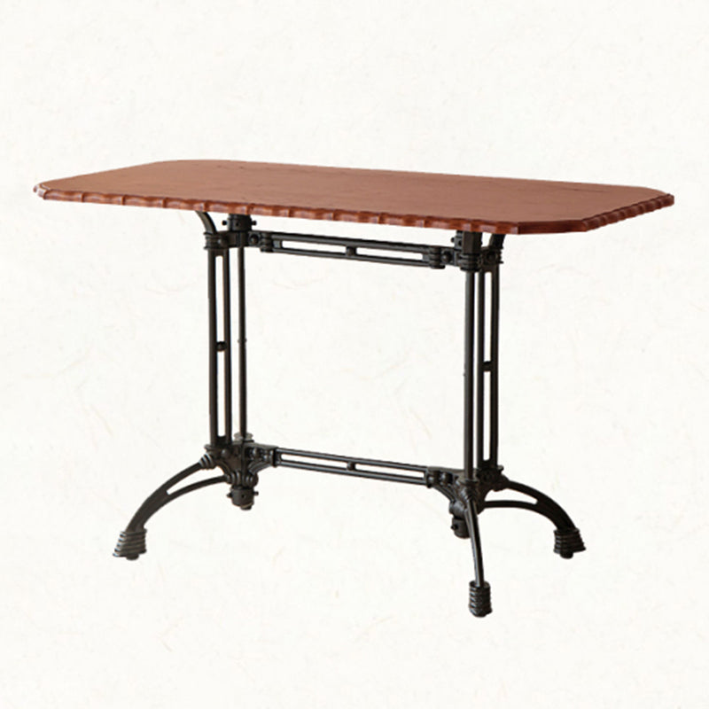 Indoor Iron Pedestal Dining Table Round  Solid Wood Dining Table