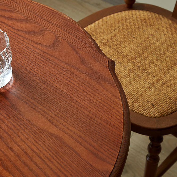 Indoor Iron Pedestal Dining Table Round  Solid Wood Dining Table