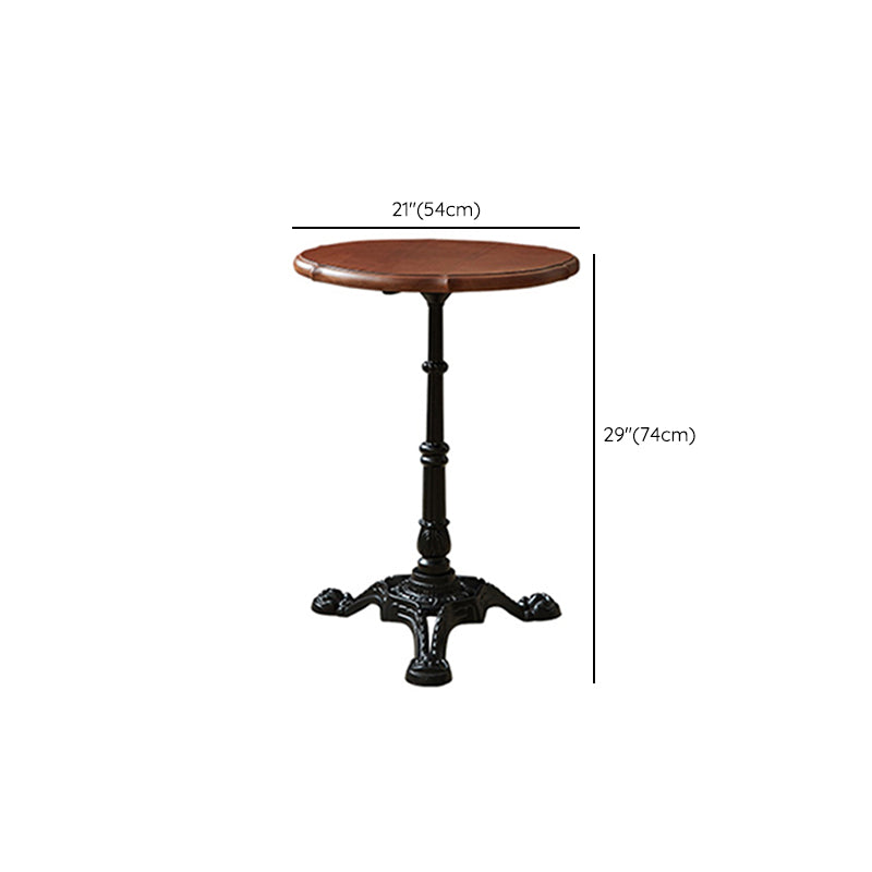 Indoor Iron Pedestal Dining Table Round  Solid Wood Dining Table