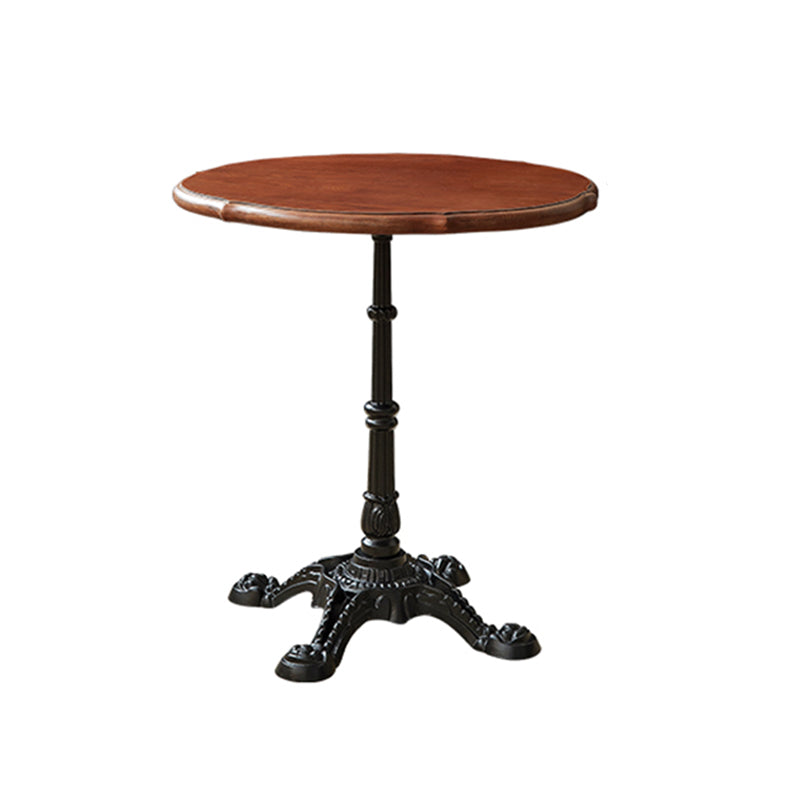 Round Solid Wood Dining Table Indoor Iron Pedestal Dining Table