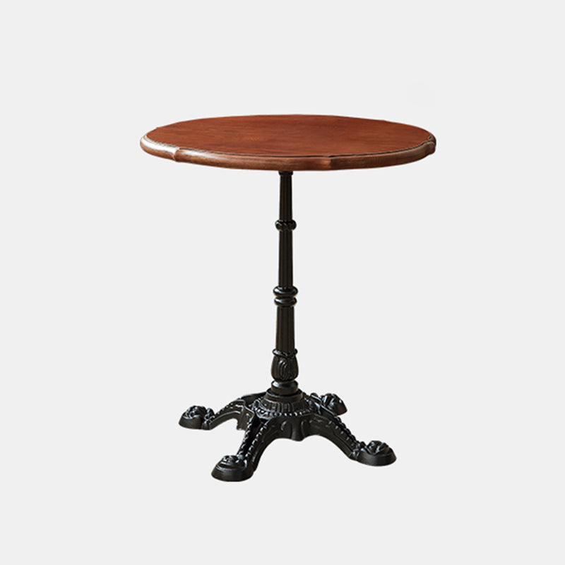 Round Solid Wood Dining Table Indoor Iron Pedestal Dining Table