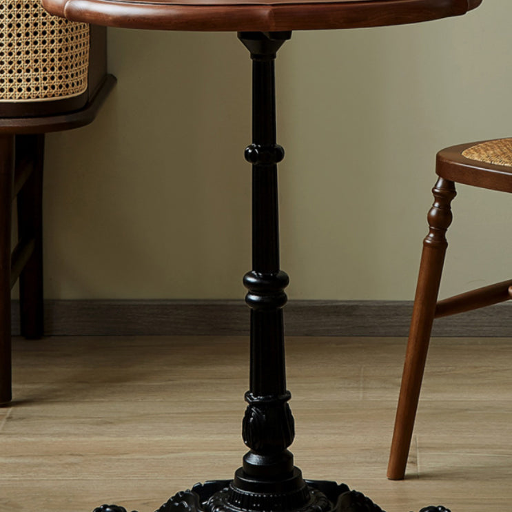 Round Solid Wood Dining Table Indoor Iron Pedestal Dining Table