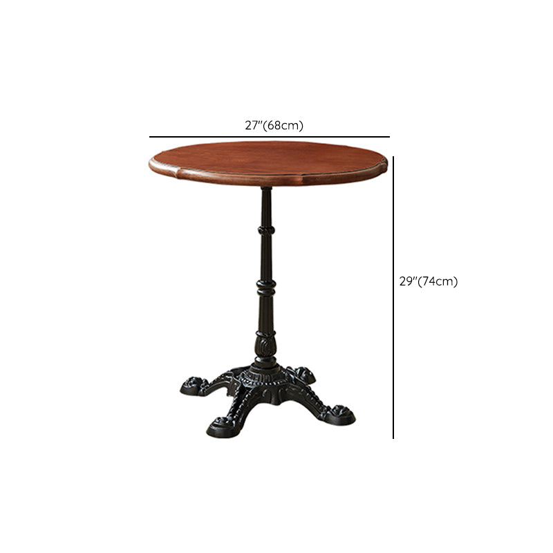 Round Solid Wood Dining Table Indoor Iron Pedestal Dining Table
