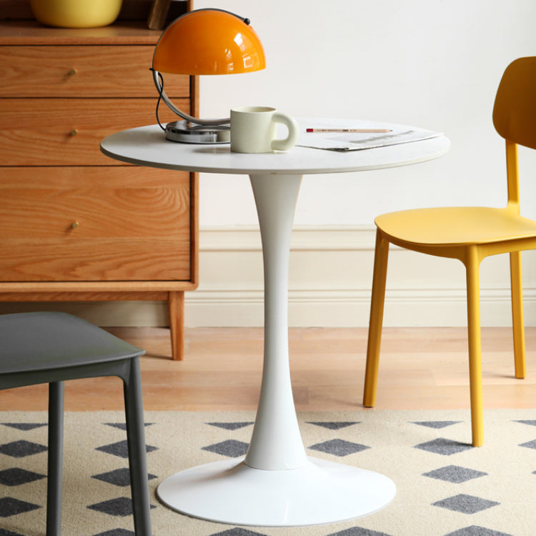 White Round Dining Table Stone Top Dining Table with Tulip Base