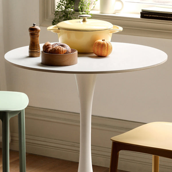 White Round Dining Table Stone Top Dining Table with Tulip Base