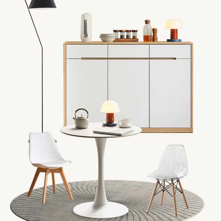 White Round Dining Table Stone Top Dining Table with Tulip Base