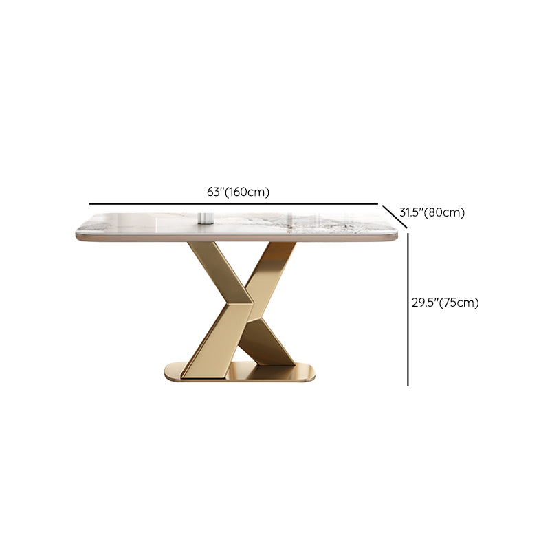 Traditional Luxury Dining Table Stone Rectangle Fixed Table for Home