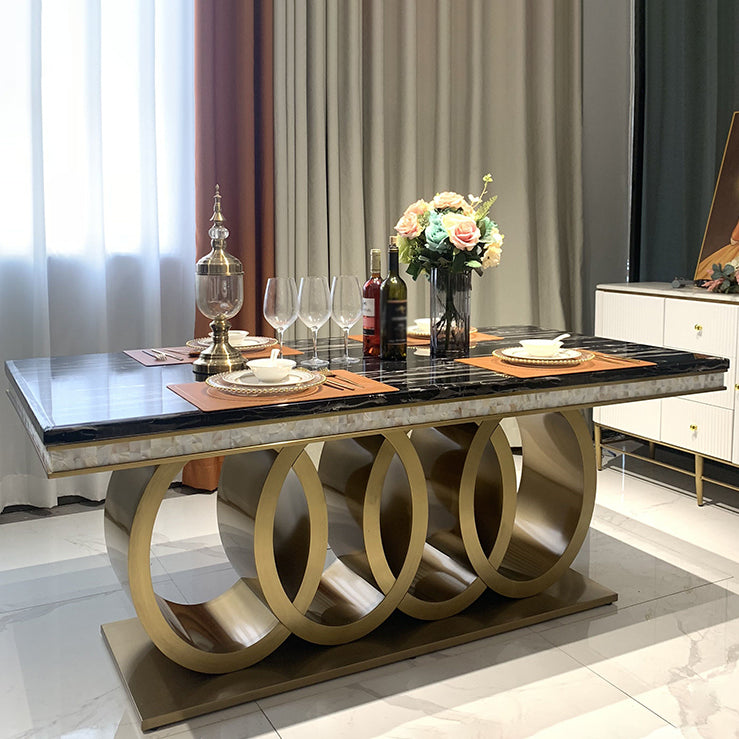 Traditional Luxury Dining Table Marble Rectangle Fixed Table for Home