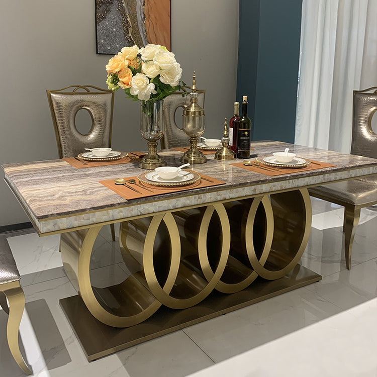 Traditional Luxury Dining Table Marble Rectangle Fixed Table for Home