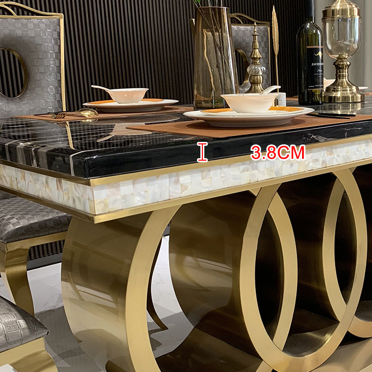 Traditional Luxury Dining Table Marble Rectangle Fixed Table for Home